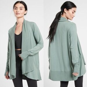Athleta Pranayama Wrap Cardigan Minimalistic Grey Nirvana Cozy Soft Size Medium
